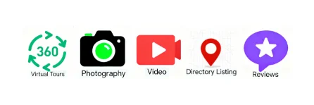 Banner for all services I provide, 360 tours, photo, video, directory listings and review requesting=