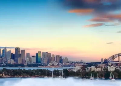 View of Sydney at sunrise from the north shore
