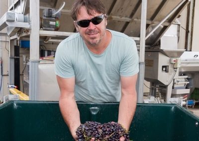 Commercial photography of winemaker with grapes