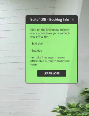 A sample call to action hotspot in a virtual tour