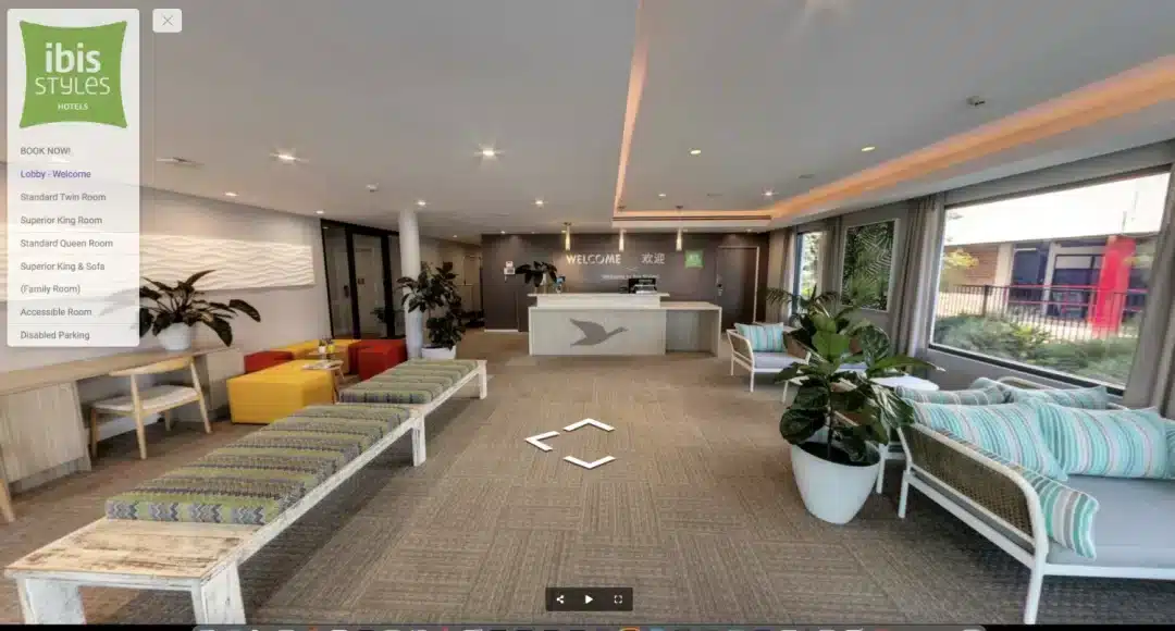 creenshot of a virtual tour for IBIS Styles, The Entrance - used for marketing strategy 